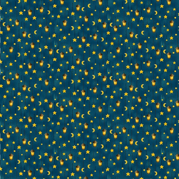 Mini Stars Moons And Lanterns On Blue