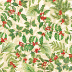 Hollies and berries on cream