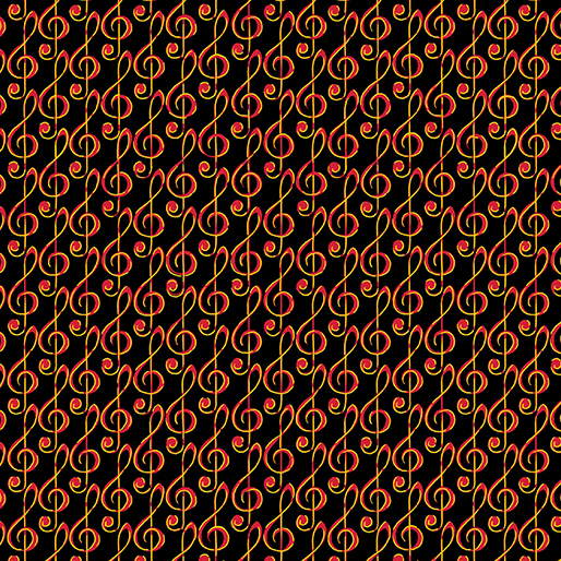 Musical g-clef on red