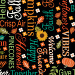 Words of autumn on black