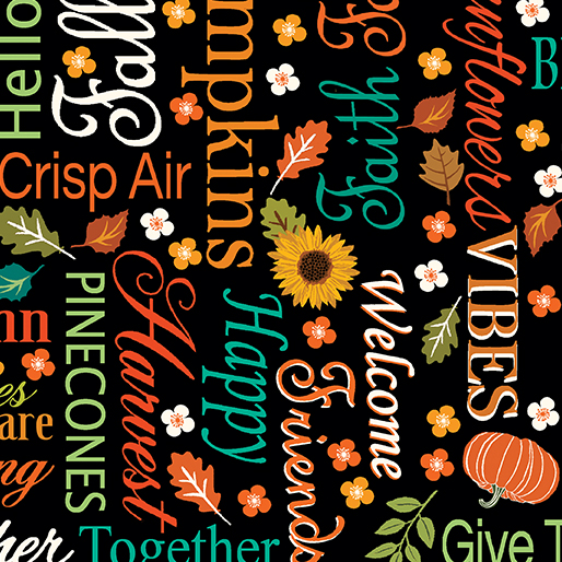 Words of autumn on black