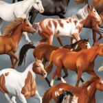 Running Horses on gray