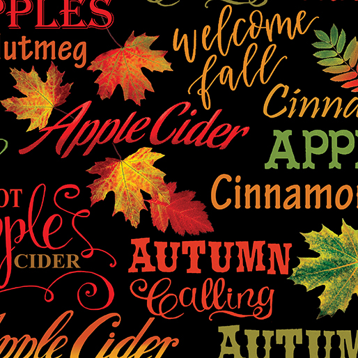 Autumnal words on black