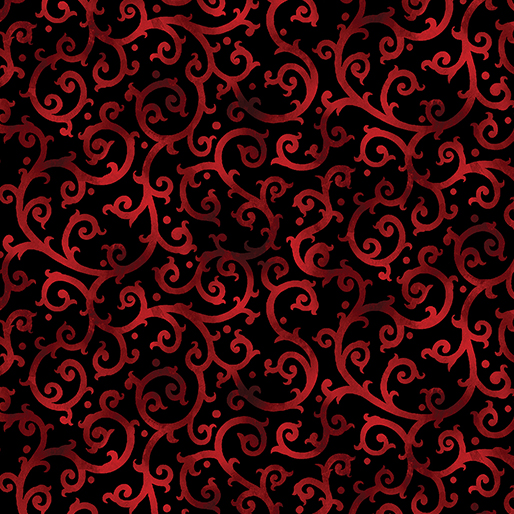 Scrolling splendor on scarlet and black