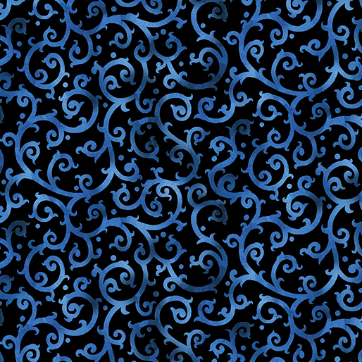 Scrolling blue splendor on black