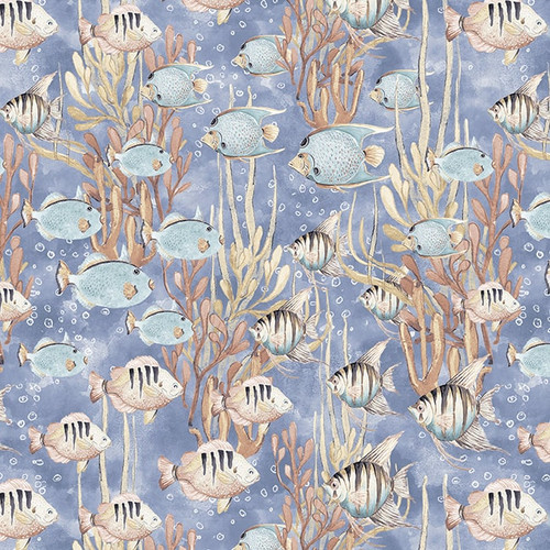 Fish and Coral on blue