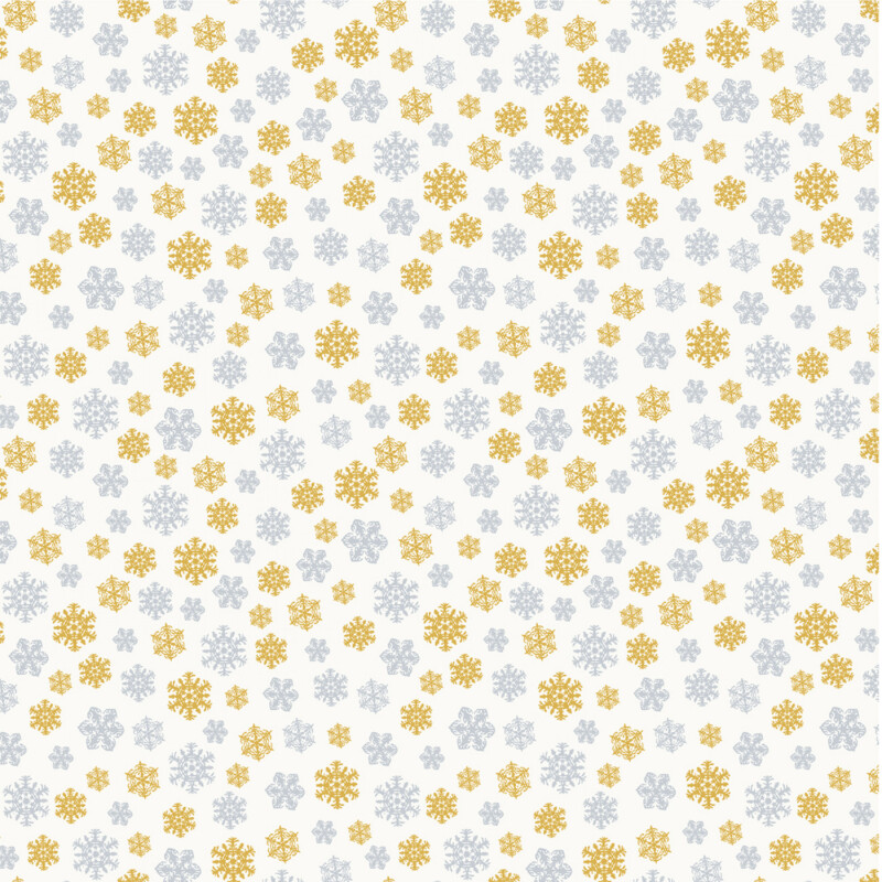 53992M-3 white.gold snowflakes Metallic Silver and Gold Snowflakes