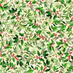 Holly and Mistletoe on cream