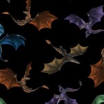 Flying Dragons on black