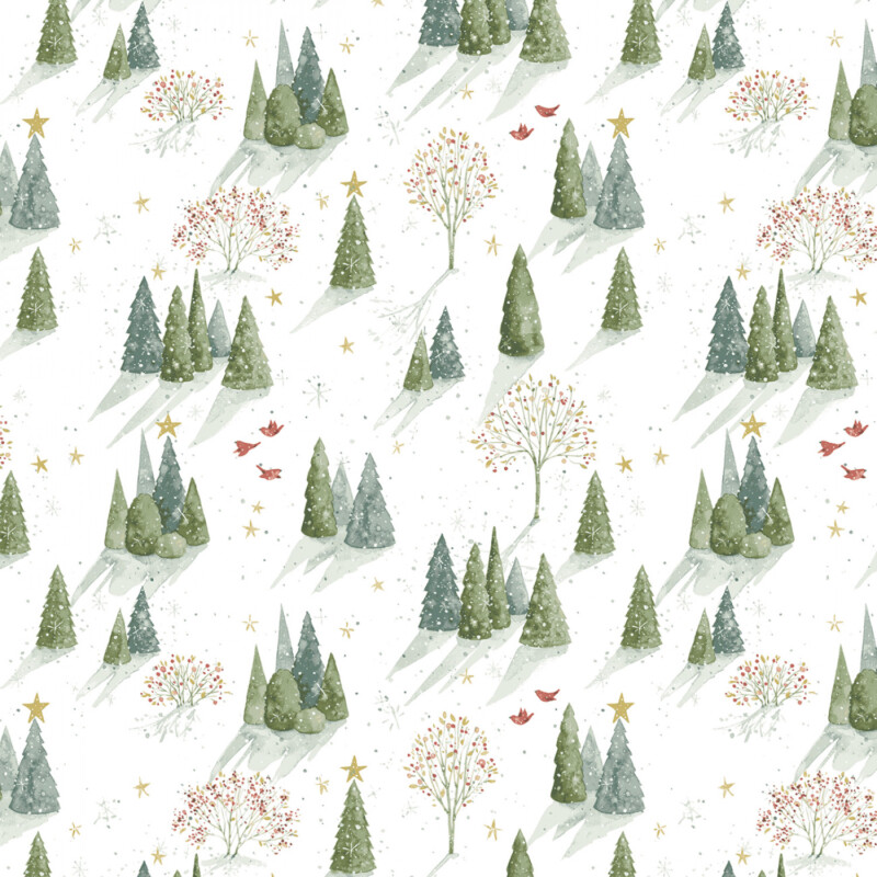 C14941R-SNOW trees Trees and Cardinals on snow