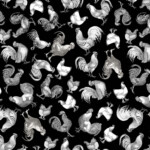 Black and White Roosters and Chickens