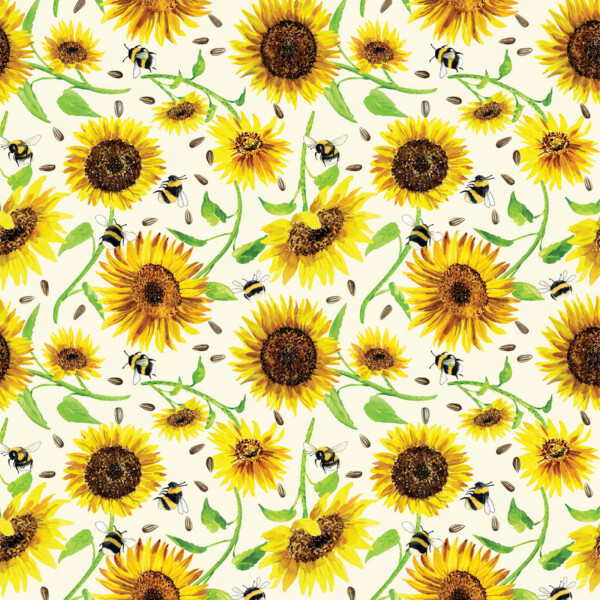 Bee & Sunflower on cream