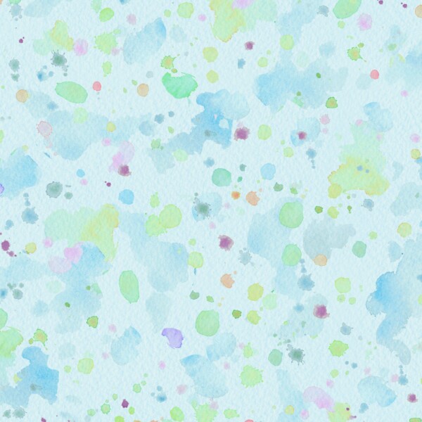 colorful splatter dots on light blue